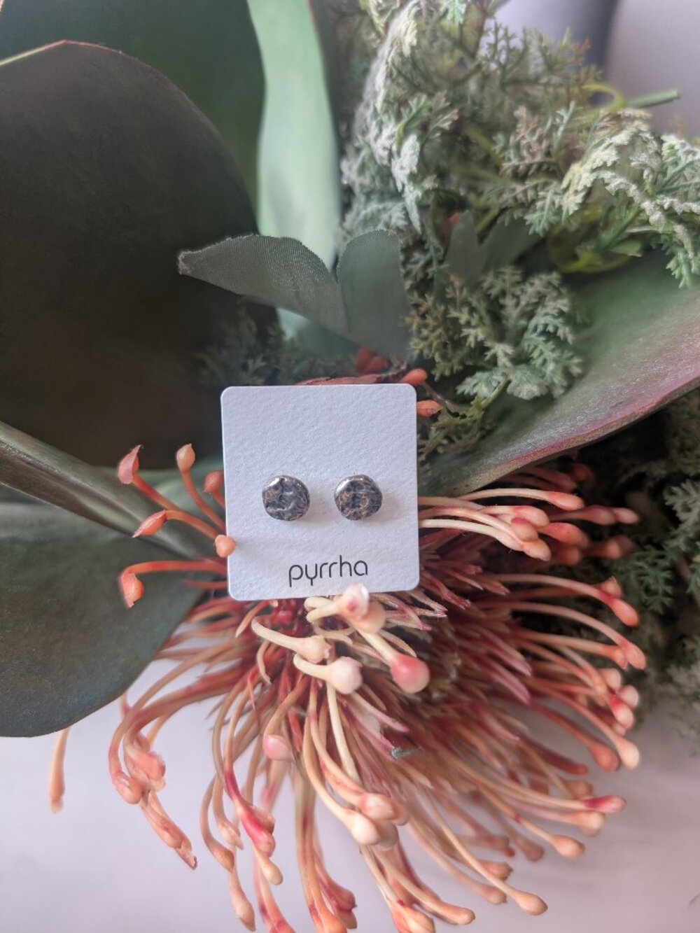 Pyrrha Textured Silver Studs